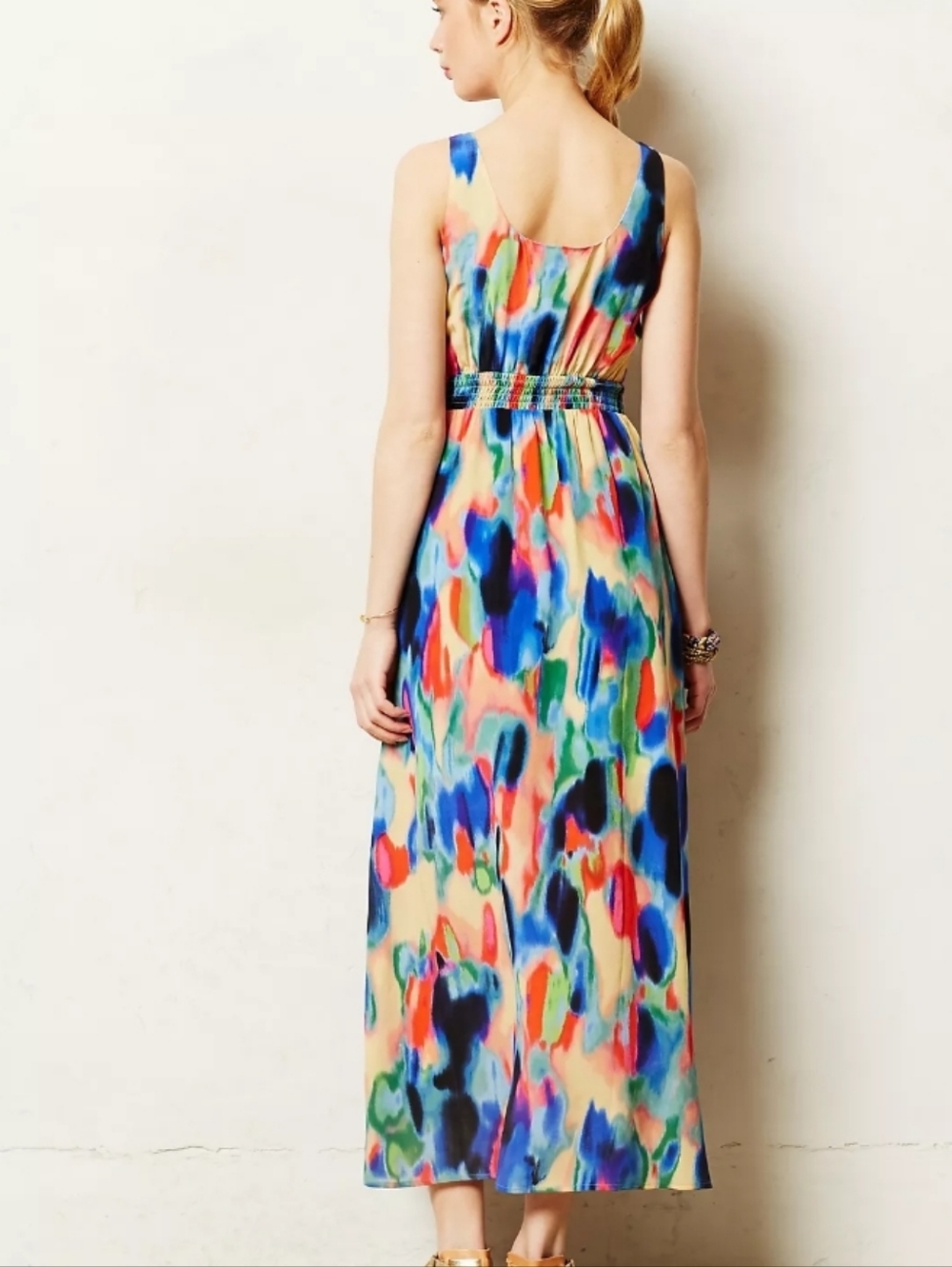 Anthropologie Multicolor Aloisia Maxi Dress Silk Size 12P - Picture 2 of 8